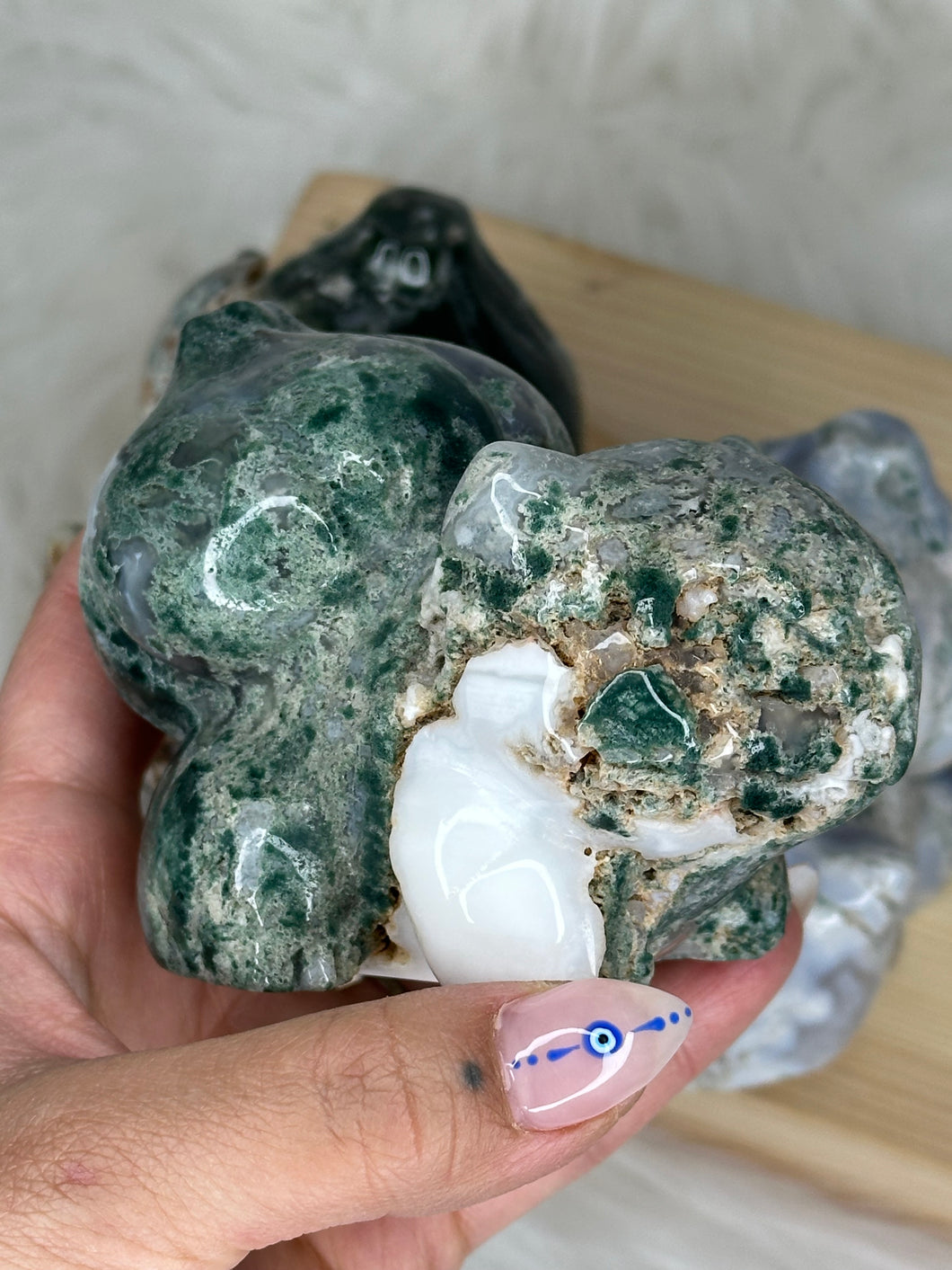 Jumbo Bulbasaur Moss Agate Carvings