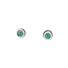 Load image into Gallery viewer, Malachite Sterling Silver Stud Earrings plain round
