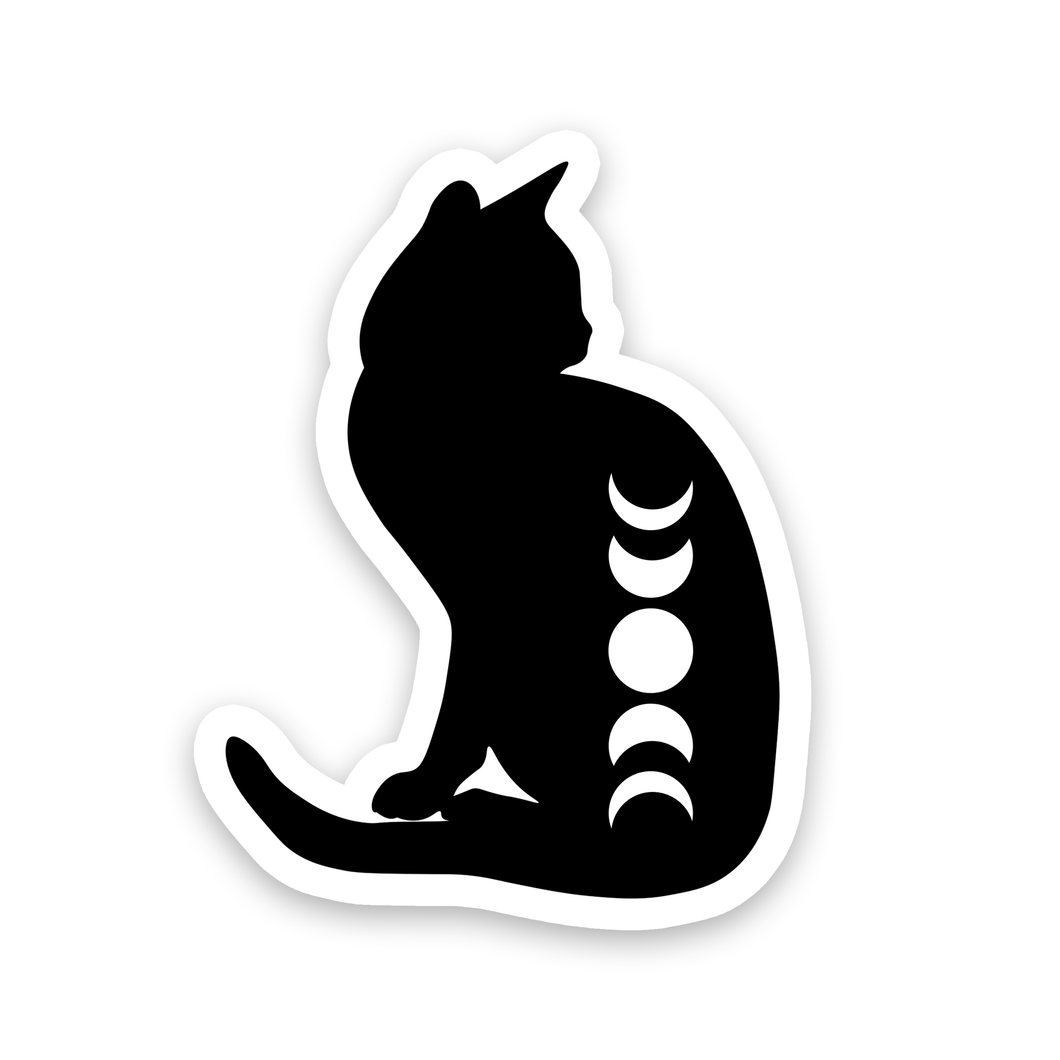 Moon Phase Cat Sticker 3”