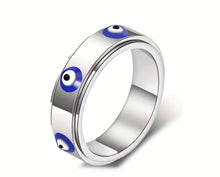 Load image into Gallery viewer, Evil eye fidget spinner rings￼
