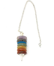 Load image into Gallery viewer, 7 Chakra stone Spring Pendulum- 2.5 inch
