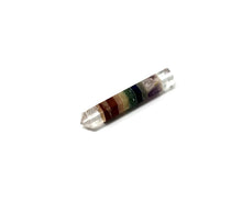 Load image into Gallery viewer, 7 Chakra Bonded Crystal Quartz Point Pencil / Mini Wand 2 inch
