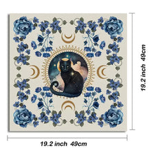 Load image into Gallery viewer, Altar Cloth - Blue Rose Black Cat (20x20”)

