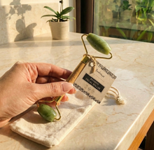 Load image into Gallery viewer, Bamboo Facial Roller Jade Stone
