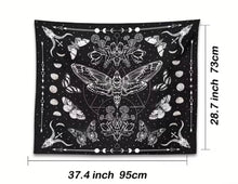 Load image into Gallery viewer, Moth Moon phase Skull Tapestry
