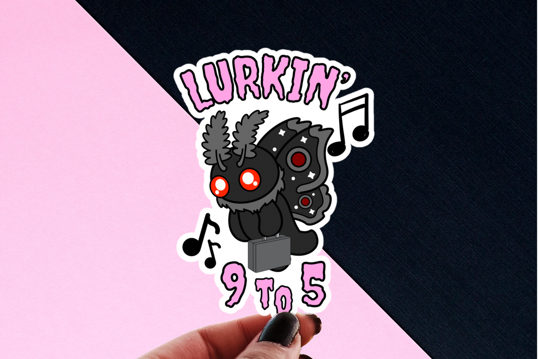 Kawaii Mothman Sticker - Lurkin 9 to 5 Pastel Goth
