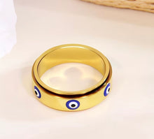 Load image into Gallery viewer, Evil eye fidget spinner rings￼
