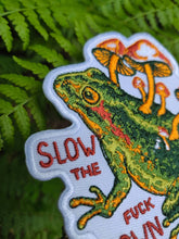 Load image into Gallery viewer, Mushroom Toad -Embroidered Patch- Slow Down PNW Forest Frog
