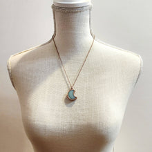 Load image into Gallery viewer, Petite Chrysoprase Crescent Moon Necklace
