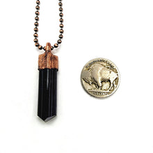 Load image into Gallery viewer, Black Tourmaline Necklace - Antique Copper Ball Chain
