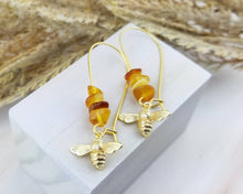 Load image into Gallery viewer, Gold Bee Natural Baltic Amber Earrings
