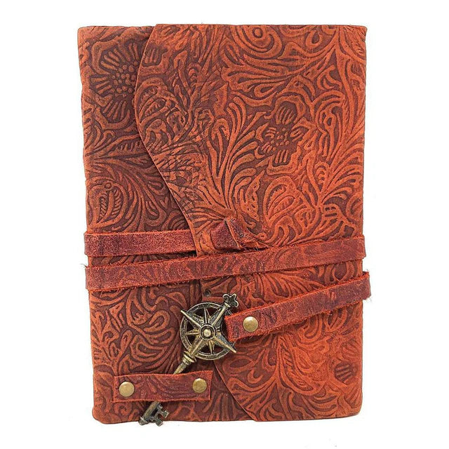 Burgundy Soft Leather Floral Print Journal 5x7