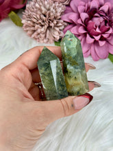 Load image into Gallery viewer, Prehnite with Epidote tower
