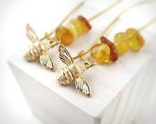Load image into Gallery viewer, Gold Bee Natural Baltic Amber Earrings
