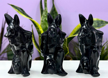 Load image into Gallery viewer, Black Obsidian Kneeling Anubis Carving 4”

