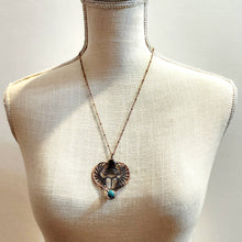 Load image into Gallery viewer, Wings of Ra Ancient Scarab Necklace — Sunstone &amp; Turquoise
