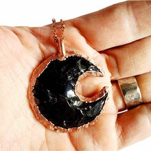 Load image into Gallery viewer, Knapped Obsidian Crescent Moon Necklace
