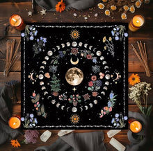 Load image into Gallery viewer, Altar Cloth - Botanical Moon Phase (30x30”)
