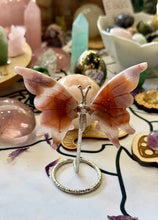 Load image into Gallery viewer, Flower Agate Carnelian Butterfly Wings on Metal Stand
