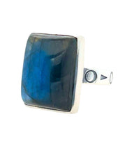 Load image into Gallery viewer, Labradorite “Moon Spirit” Square Sterling Silver Ring
