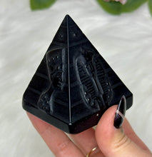 Load image into Gallery viewer, Obsidian Etched Egyptian Pyramid
