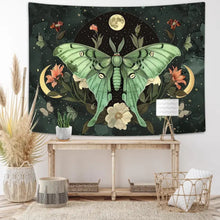 Load image into Gallery viewer, Luna Moth Moon Flower Tapestry
