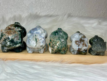 Load image into Gallery viewer, Jumbo Bulbasaur Moss Agate Carvings
