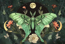 Load image into Gallery viewer, Luna Moth Moon Flower Tapestry
