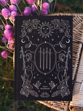 Load image into Gallery viewer, Linen Hardcover Tarot Workbook: Gold Foil Embossed Journal - Cosmic Valeria
