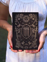 Load image into Gallery viewer, Linen Hardcover Tarot Workbook: Gold Foil Embossed Journal - Cosmic Valeria
