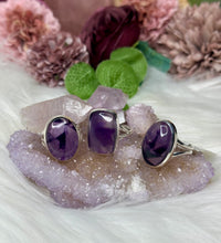 Load image into Gallery viewer, Amethyst Star Sterling Silver Rings
