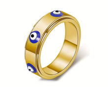 Load image into Gallery viewer, Evil eye fidget spinner rings￼
