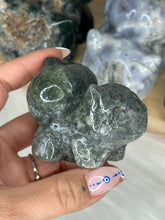 Load image into Gallery viewer, Jumbo Bulbasaur Moss Agate Carvings
