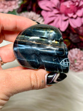 Load image into Gallery viewer, Blue Tiger Eye (Hawk&#39;s Eye) Skull
