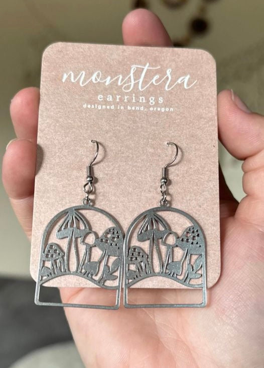 Silver Mushroom Earrings