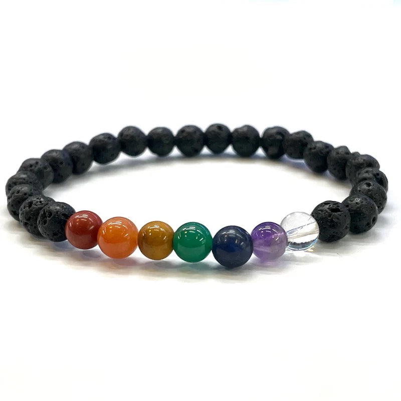 Chakra Stone & Lava bead Bracelet