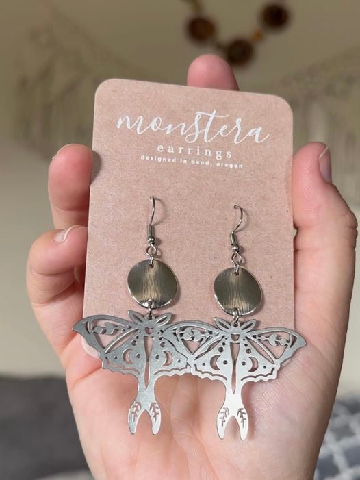 Silver Moth Earrings