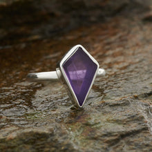 Load image into Gallery viewer, Gemstone Shield / Kite Sterling Silver Rings
