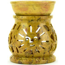 Load image into Gallery viewer, Soapstone Essential Oil Diffuser Lamp / Burner - Carved Sun
