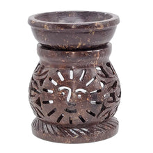 Load image into Gallery viewer, Soapstone Essential Oil Diffuser Lamp / Burner - Carved Sun
