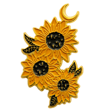 Load image into Gallery viewer, Sunflower Moon Enamel Pin
