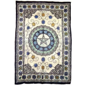 Floral Pentacle Tapestry w/ Celtic border