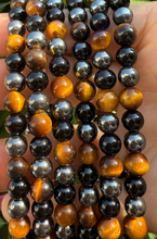 Load image into Gallery viewer, Protection Bracelets 6mm (Tiger Eye, Black Onyx, and Hematite)
