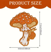 Load image into Gallery viewer, Vintage style Snail Mushroom Embroidered Iron-on Patch
