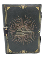 Load image into Gallery viewer, Ankh Print on Black Leather Journal 5x7" with Latch Closure
