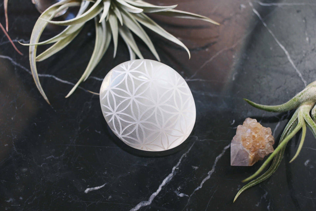 Etched Selenite Palmstone 