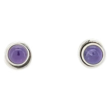 Load image into Gallery viewer, Amethyst Sterling Silver Stud Earrings plain round
