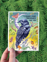 Load image into Gallery viewer, Raven Treasure - Greeting Card - Forest Witch Trinket Forage
