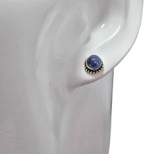 Load image into Gallery viewer, Lapis Sterling Silver Stud Earrings semi circle design
