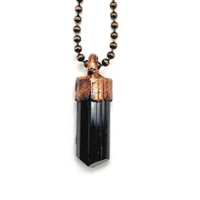 Load image into Gallery viewer, Black Tourmaline Necklace - Antique Copper Ball Chain

